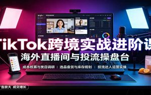 TikTok跨境实战进阶课:成本核算类目调研,选品备货,投流达人运营