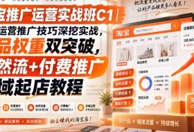 淘宝推广运营实战班C1|淘宝运营推广技巧深挖实战,选品权重双突破,自然流+付费推广全域起店教程