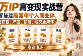 百万IP高变现实战营|从零搭建高客单个人商业体,打通获客、产品、私域、成交全闭环