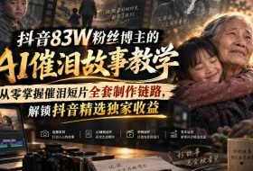 抖音83W粉丝博主的AI催泪故事教学,从零掌握催泪短片全套制作链路,解锁抖音精选独家收益