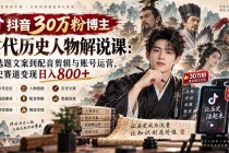 （20441期）抖音30万粉博主古代历史人物解说课：从选题文案到配音剪辑与账号运营，历史赛道变现日入800+
