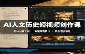 AI人文历史短视频创作课:赛道对标、剧本分镜制图,掌握视频完整产出流程