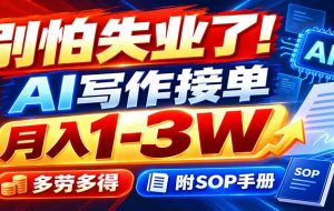 别怕失业了!AI写作接单月入1-3W,多劳多得,附SOP手册