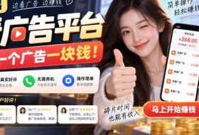 新出看广告平台，看一个广告一块钱，大量真实好评！无需养机、不会黑号，操作简单【揭秘】