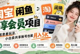 淘宝闲鱼共享会员项目，信息差玩法，小白卖共享账号也能月入5K