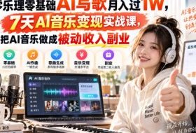 零乐理零基础AI写歌月入过1W,7天AI音乐变现实战课,把AI音乐做成被动收入副业