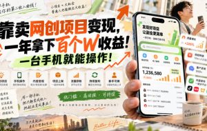 网创小程序虚拟资料变现,一年拿下百万收益,一部手机就可以做,0成本变现副业!