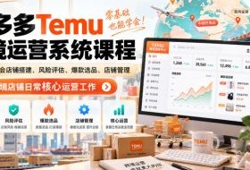 Temu跨境拼多多运营系统课程,零基础学会店铺搭建、风险评估、爆款选品、店铺管理,吃透跨境店铺日常核心运营工作