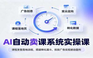 AI自动卖课系统实操课：课程发售落地流程，搭建转化漏斗，投放广告实现被动盈利