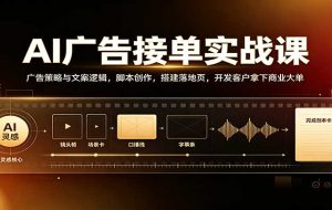 AI广告接单实战课:广告策略与文案逻辑,脚本创作,搭建落地页,开发客户拿下商业大单