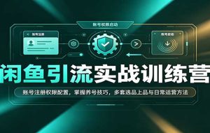 闲鱼引流实战训练营：账号注册权限配置，掌握养号技巧，多套选品上品与日常运营方法