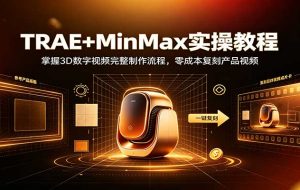 TRAE+MinMax实操教程：掌握3D数字视频完整制作流程，零成本复刻产品视频