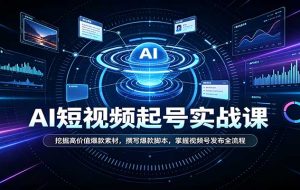 短视频AI起号实战课：挖掘高价值爆款素材，撰写爆款脚本，掌握视频号发布全流程