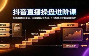抖音直播操盘进阶课：直播流量底层逻辑，项目筹备起号优化，千川投放与数据精细化分析