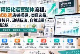 李哥电商-抖店精细化运营整体流程，一站式吃透店铺搭建、类目选品、体验分拉升、动销玩法、自然流量与千川投放