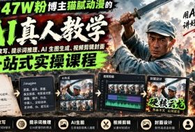 抖音47W粉博主猫腻动漫的AI真人漫剧教学,小说剧本改写、提示词推理、AI生图生成、视频剪辑封面一站式实操课程