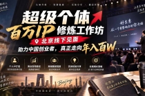 （20532期）超级个体百万IP修炼工作坊-北京线下见面：  助力中国创业者，真正走向年入百W