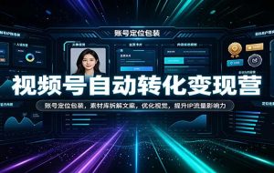 视频号自动转化变现营:账号定位包装,素材库拆解文案,优化视觉,提升IP流量影响力