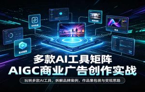 AIGC商业广告创作实战：玩转多款AI工具，拆解品牌案例，作品集包装与变现思路