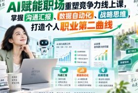 AI赋能职场重塑竞争力线上课,掌握沟通汇报、数据自动化、战略思维,打造个人职业第二曲线