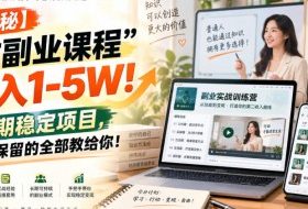 【揭秘】“教副业课程”月入1-5W!长期稳定项目,毫无保留的全部教给你!