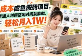 零成本咸鱼搬砖项目,普通人利用空闲时间就能做,轻松月入1W!【揭秘】