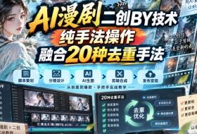 AI漫剧二创搬运技术,纯手法操作,融合20种去重手法