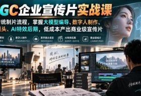 AIGC企业宣传片实战课,重构传统制片流程,掌握大模型编导、数字人制作、美学镜头、AI特效后期,低成本产出商业级宣传片
