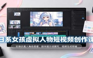 日系女孩虚拟人物短视频创作课：实操仿真人角色搭建，剧本提示词撰写，视频生成剪辑