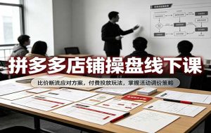 拼多多店铺操盘线下课:比价断流应对方案,付费投放玩法,掌握活动调价策略