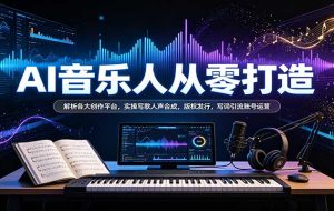 AI音乐人从零打造:解析各大创作平台,实操写歌人声合成,版权发行,写词引流账号运营