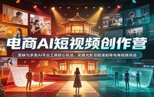 电商AI短视频创作营:剪映与多类AI平台工具核心玩法,实操光影溶图漫剧等电商视频项目