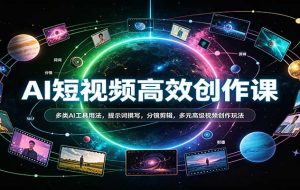 AI短视频高效创作课：多类AI工具用法，提示词撰写，分镜剪辑，多元高级视频创作玩法