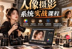 【无水印】人像摄影系统实战课程,色彩审美、构图布光、镜头运用、PS精修调色,附带作品打造与自媒体账号运营