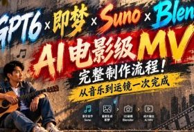 GPT6×即梦×Suno×Blender｜AI电影级MV完整制作流程！从音乐到运镜一次完成！