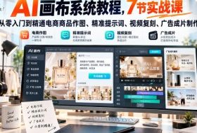 AI画布系统教程，7节实战课从零入门到精通电商商品作图、精准提示词、视频复刻、广告成片制作