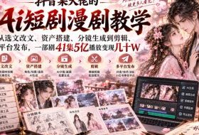 抖音某大佬的Ai短剧漫剧教学，从选文改文、资产搭建、分镜生成到剪辑、多平台发布，一部剧41集5亿播放变现几十W