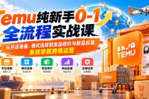 (20636期)Temu纯新手0-1全流程实战课:从开店准备、模式选择到发品核价与新品起量,系统掌握跨境运营