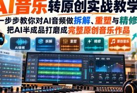AI音乐转原创实战教学，一步步教你对AI音频做拆解、重塑与精修，把AI半成品打磨成完整原创音乐作品