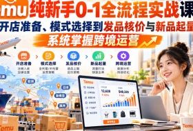 【无水印】Temu纯新手0-1全流程实战课:从开店准备、模式选择到发品核价与新品起量,系统掌握跨境运营