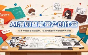 AI漫剧智能量产创作营:剧本分镜角色配音剪辑,吃透风控变现与职业成长路径
