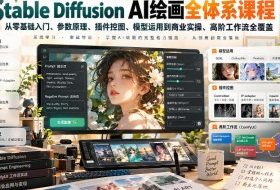 【无水印】Stable Diffusion AI绘画全体系课程,从零基础入门、参数原理、插件控图、模型运用到商业实操、高阶工作流全覆盖