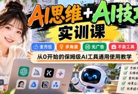 【无水印】AI思维+AI技巧实训课,全方位、多角度、无广告、不卖工具,从0开始的保姆级AI工具通用使用教学