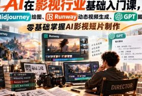 【无水印】AI在影视行业基础入门课，Midjourney绘图、Runway动态视频生成、GPT脚本创作，零基础掌握AI影视短片制作