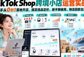 TikTok Shop跨境小店运营实战课，新手从0到1落地开店，搞定选品定价、新手期破局、物流回款全流程