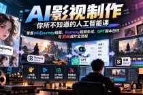 （20681期）【无水印】AI影视制作-你所不知道的人工智能课，掌握Midjourney绘图、Runway视频生成、GPT脚本创作与剪映成片全流程