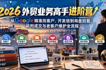 (20690期)2026外贸业务高手进阶营:从Google精准找客户、开发信到询盘回复、谈判成交与老客户维护全流程