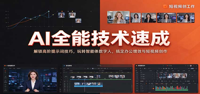 AI全能技术速成:解锁高阶提示词技巧,玩转智能体数字人,搞定办公增效与短视频创作 AI全能技术速成:解锁高阶提示词技巧,玩转智能体数字人,搞定办公增效与短视频创作