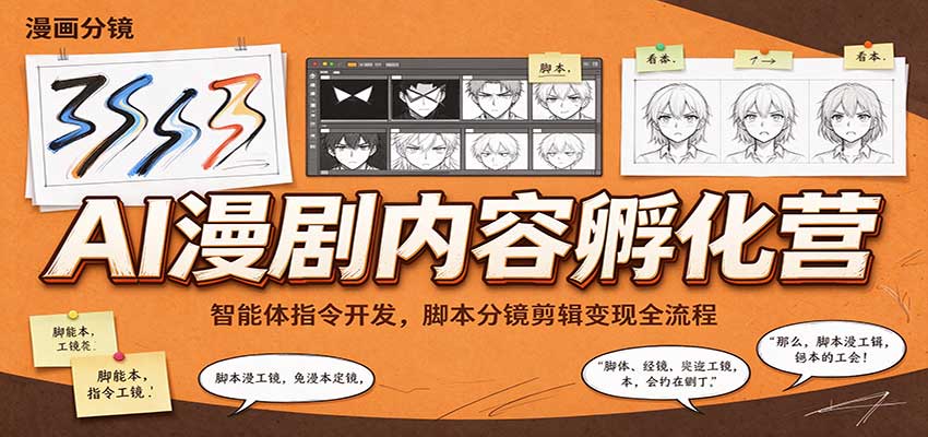 AI漫剧内容孵化营:智能体指令开发,脚本分镜剪辑变现全流程 AI漫剧内容孵化营:智能体指令开发,脚本分镜剪辑变现全流程