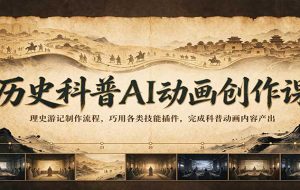 历史科普AI动画创作课:理史游记制作流程,巧用各类技能插件,完成科普动画内容产出